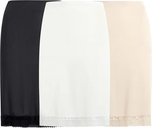 مجموعة من 3 قطع من Free to Live للسيدات نصف منزلقة مع دانتيل، تنورة داخلية بطول فوق الركبة - ممتدة in Kuwait