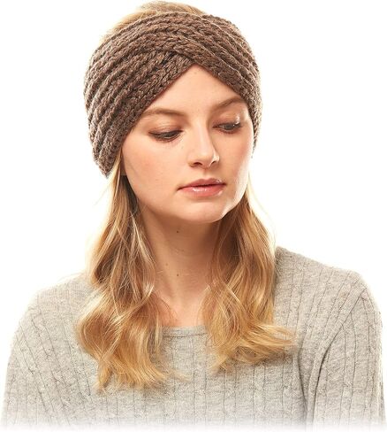 Me Plus Women's Winter Knitted Headband Ear Warmer Head Wrap (Flower/Twisted/Checkered) in Kuwait