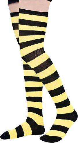 Zmart Striped Thigh High Socks Knee High Socks for Women Teen Girls, School Socks Long Socks Over the Knee Socks in Kuwait