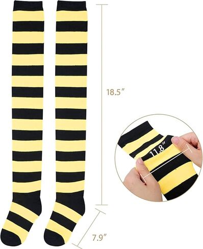 Zmart Striped Thigh High Socks Knee High Socks for Women Teen Girls, School Socks Long Socks Over the Knee Socks in Kuwait