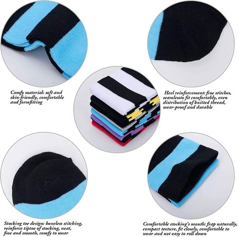 Zmart Striped Thigh High Socks Knee High Socks for Women Teen Girls, School Socks Long Socks Over the Knee Socks in Kuwait