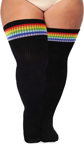 Ancrina Plus Size Thigh High Socks for Women Thick Thighs Cotton Knit Extra Long Over the Knee Leg Warmer in Saudi Arabia
