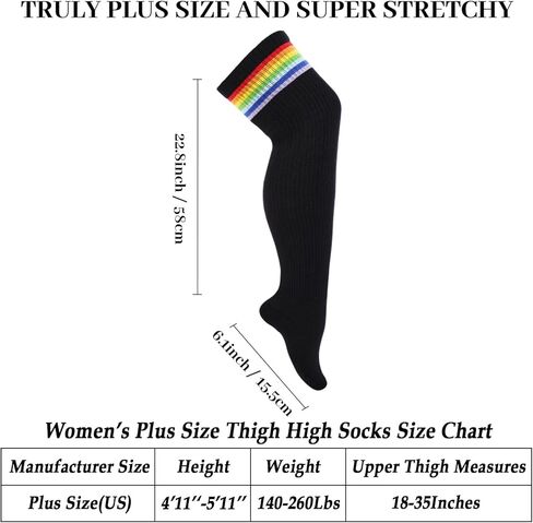 Ancrina Plus Size Thigh High Socks for Women Thick Thighs Cotton Knit Extra Long Over the Knee Leg Warmer in Saudi Arabia