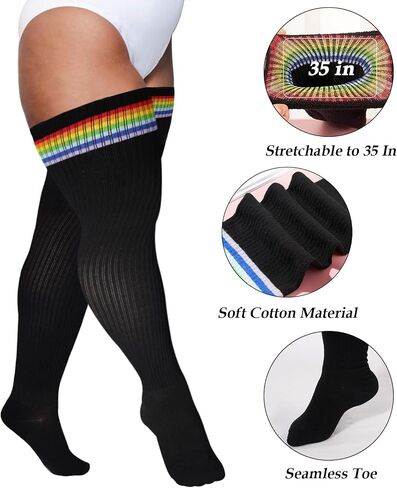 Ancrina Plus Size Thigh High Socks for Women Thick Thighs Cotton Knit Extra Long Over the Knee Leg Warmer in Saudi Arabia