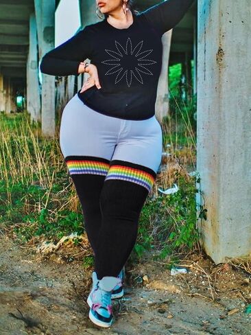 Ancrina Plus Size Thigh High Socks for Women Thick Thighs Cotton Knit Extra Long Over the Knee Leg Warmer in Saudi Arabia