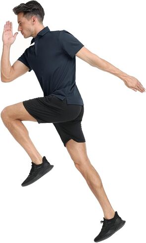 قمصان بولو Hiverlay للرجال بياقة بسحاب وأكمام طويلة وقصيرة قميص جولف كاجوال سريع الجفاف للتنس T Pique UPF 50+ in Kuwait