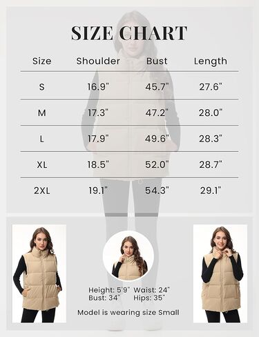 Xuehaya سترة منتفخة للنساء بسحاب بدون أكمام سترة شتوية معطف كبير الحجم بياقة واقفة ملابس خارجية جيليه in Kuwait