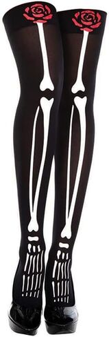 IHEOJAOC Halloween الهيكل العظمي ممرضة الجوارب Xray العظام والورود (أسود)، Xray Doctor طبيب الأسنان قلم رصاص جوارب طويلة للركبة هدايا مضحكة in Kuwait