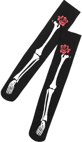 IHEOJAOC Halloween الهيكل العظمي ممرضة الجوارب Xray العظام والورود (أسود)، Xray Doctor طبيب الأسنان قلم رصاص جوارب طويلة للركبة هدايا مضحكة in Kuwait