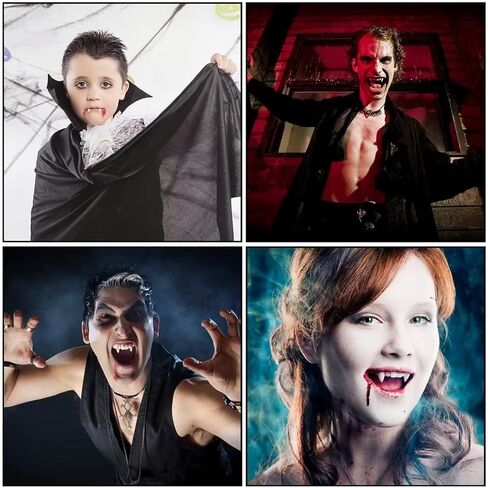 24 زوجًا من أسنان مصاصي الدماء من بونبون، 4 مقاسات من أنياب مصاصي الدماء، أسنان وهمية للهالوين لدعائم الحفلات التنكرية، ملحقات أزياء الهالوين للحفلات الأنياب in Kuwait