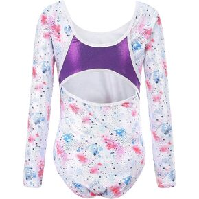 NXmaoyi Girls Gymnastics Leotards Sparkling Dance Clothes Sportswear 5-14 Years old