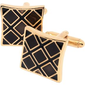 Jonwo Square Enamel Cufflinks for Men Gold Plated Square Patterns Men's Cuff Link Set for Wedding Shirt Party Business Birthday Anniversary Dress in Saudi Arabia