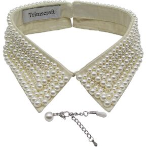 تريمس كرافت قلادة على شكل طوق مزين باللؤلؤ المقلد مع مريلة قابلة للفصل مع سلسلة تمديد اكسسوار ملابس للنساء، لؤلؤي، لؤلؤ, لؤلؤة, لؤلؤة in Kuwait