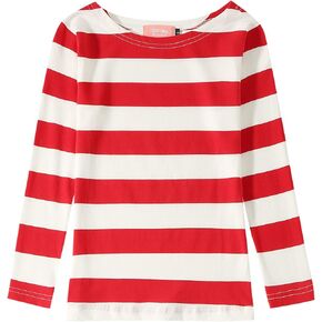 تي شيرت Camii Mia بأكمام طويلة للفتيات الكبيرات مخطط برقبة دائرية قطن خفيف الوزن كاجوال in Kuwait