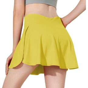 MCEDAR Pleated Crossover Tennis Skirt for Women with Pockets V High Waisted Crossbody Flowy Skirt Athletic Golf Skort