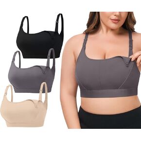 VIMMYTHS حمالات صدر نسائية للرضاعة الطبيعية أثناء الحمل - 3 عبوات (S-4XL) - حمالة صدر مريحة قابلة للتعديل