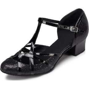 Minishion Women's T-strap Dance Heels Glitter Salsa Ballroom Shoes Wedding Party Pumps in Saudi Arabia