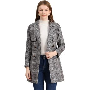 Allegra K Women's Double Breasted Raglan Sleeve Winter Trench Plaid Coat in Kuwait