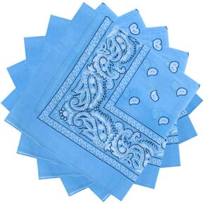 OCD Bargain Bandana, 100% Cotton Versatile Large Paisley Bandanas in Pack of 5 (Multi Color) (Sky Blue) in Saudi Arabia