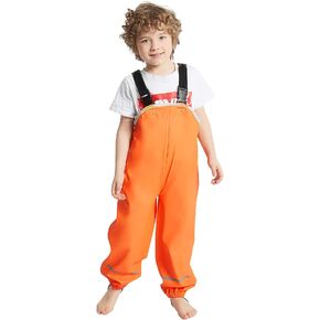 Kids Waterproof Rain Pants Dirty Proof Suspender Trousers for Boys and Girls
