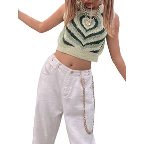 Floerns Women's Casual Sleeveless Round Neck Heart Pattern Rib Knit Crop Sweater Vest in Saudi Arabia