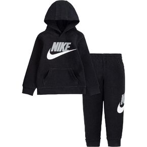 Nike Boy's Club HBR Pullover Joggers Set (Little Kids) Black/Light Gray 6 Little Kid