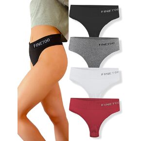 FINETOO 4 قطع سيور عالية الخصر للنساء ملابس داخلية جيدة التهوية ناعمة قابلة للتمدد من النايلون اللدنة بدون درزات جانبية in Kuwait