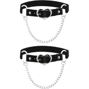 alisikee 2PCs Heart Leg Garter with Chain, Adjustable Thigh Garters for Girls Birthday Valentine Gift
