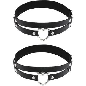 alisikee 2Pcs Adjustable Heart Leg Garter Belt, Elastic Thigh Garters for Women