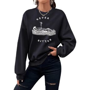 BOUTIKOME Never Better Skeleton Sweatshirt Women's Halloween Shirt Horror Skull Fall Long Sleeve Sarcastic Pullover Tops