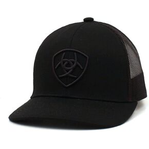ARIAT Men's Black Shield Snapback Shield Logo Cap
