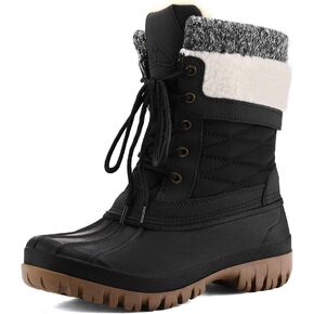 mysoft Women's Winter Snow Boots Waterproof Insulated Mid-Calf Booties, Fur-lined Lace Up Shoes for Outdoor
