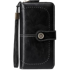 Women Zip Around Wallet Large Capacity Long Purse Credit Card Phone Holder Clutch with RFID Blocking