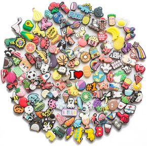 Lenreta Lot of 30,50,69,100 PCS Different Shaped PVC Shoe Charms for Shoe Decoration + Shoelace Adapters,Charms for Halloween, Easter, Christmas, Birthday,Party Gifts... in Saudi Arabia