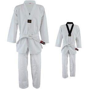 Twister Taekwondo uniform 8oz poly/cotton with embrodary on back (WHITE - V, 3) in Kuwait