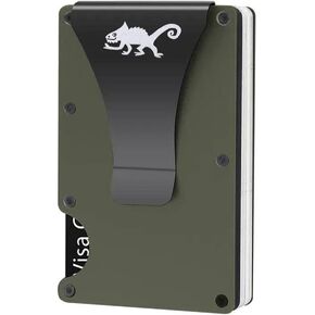 RFID Slim Wallet – Minimalist Design with Money Clip, 15 Card Slots, Metal Credit Card Holder – Lightweight, Compact, and Secure for High-End Convenience in Elegance (Army Green)