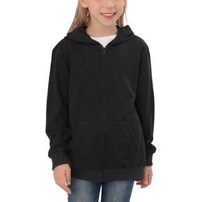 GORLYA Girls Hoodie Sweatshirt Solid Full Zip Jacket Casual Classic Tops for 4-14T in Kuwait