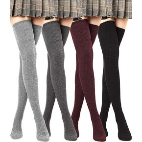 SATINIOR Women Thigh High Socks Over Knee Stockings Cotton Long Booting Socks Leg Warmers in Kuwait