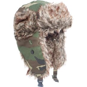 Camo Military Style Unisex Trapper Hats | Russian Faux-Fur Hat | Aviator Hat for Men and Women | Bomber Hat | Lumberjack Hat