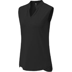 BASUDAM Women's Sleeveless Golf Polo Shirts V-Neck Collarless Tennis Athletic T-Shirts Quick Dry