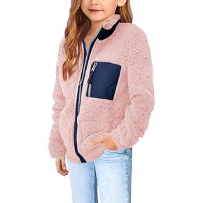 سترة صوف الشيربا للفتيات من Heysolo معاطف شتوية بأكمام طويلة لعمر 5-14 سنة مع جيوب in Kuwait