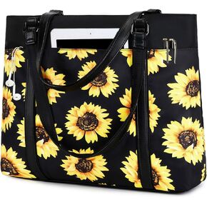 Women Laptop Tote Bag for Work Canvas Handbag Purse Shoulder Bag Lightweight Canvas Laptop Bag for 15.6 Inch