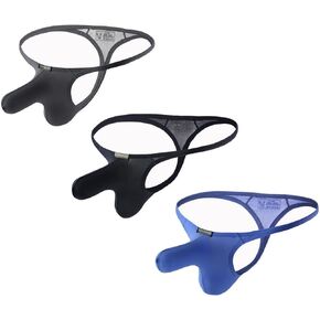 COMLIFE Men's Ice Silk Low Rise Thong Breathable Mesh Elephant Nose T-back Panties