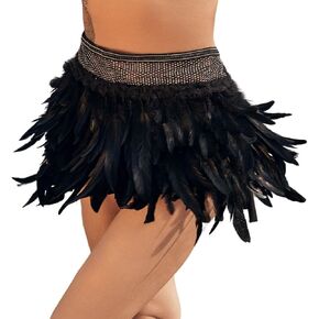 تنورة نسائية من الريش الصناعي من Victray، تنورة سوداء بطبقات، تنورة قصيرة للحفلات والمهرجانات in Kuwait