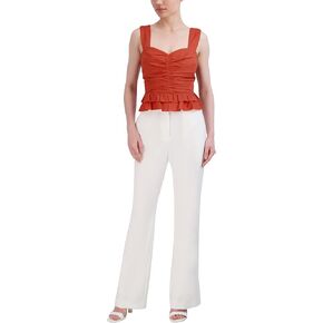 بلوزة BCBGMAXAZRIA للسيدات برقبة على شكل قلب مكشكشة