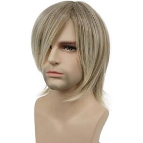 Aimole Blonde Straight Wig Synthetic Hair For Men Cosplay Halloween Medium Long Wigs