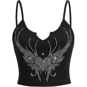 SOLY HUX المرأة Y2k القوطية الدانتيل تقليم كامي المحاصيل الأعلى بلا أكمام مثير تانك القمم بروتيل كلوبوير الزي in Kuwait