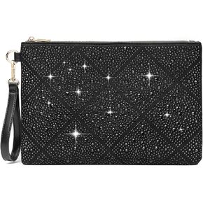 ER.Roulour Evening Bag for Women Rhinestone Crystal Envelope Clutch Purses Large Square Handbags for Party Wedding Prom