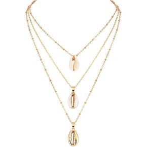 البوهيمي البحر شل قلادة المختنقون القلائد متعدد الطبقات، أبيض، حجم لا حجم in Kuwait