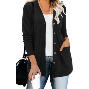 ULTRANICE Women's Cardigan 2023 Trendy Lightweight Long Sleeve Open Front Knitted Button Down Cardigans Sweater with Pockets